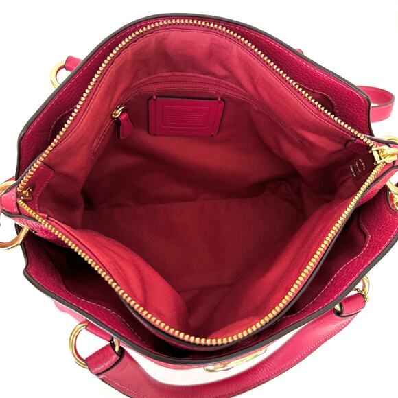 Coach Remi Satchel Pink Pebbled Leather Crossbody Shoulder Handbag 1317 - Picture 11 of 14